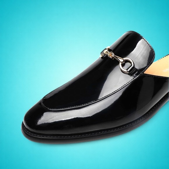 ELANROMAN Men\'s Black Patent/Genuine Leather Handmade Loafers, Size 45 (US  11) main image 6